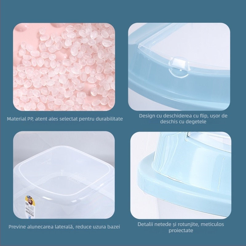 Cutie transparentă pentru depozitarea orezului, din plastic PP, protecție împotriva umezelii și a insectelor