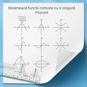 Set de rigle multifuncțional pentru școala primară: include riglă, triunghi și protractor; din plastic; ambalat în cutie; logo imprimat; personalizare disponibilă