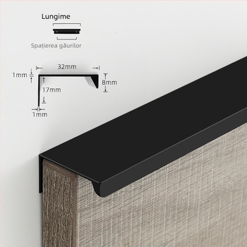 Mâner pentru dulapuri și sertare – profil din aluminiu, stil modern minimalist, finisaj oxidat