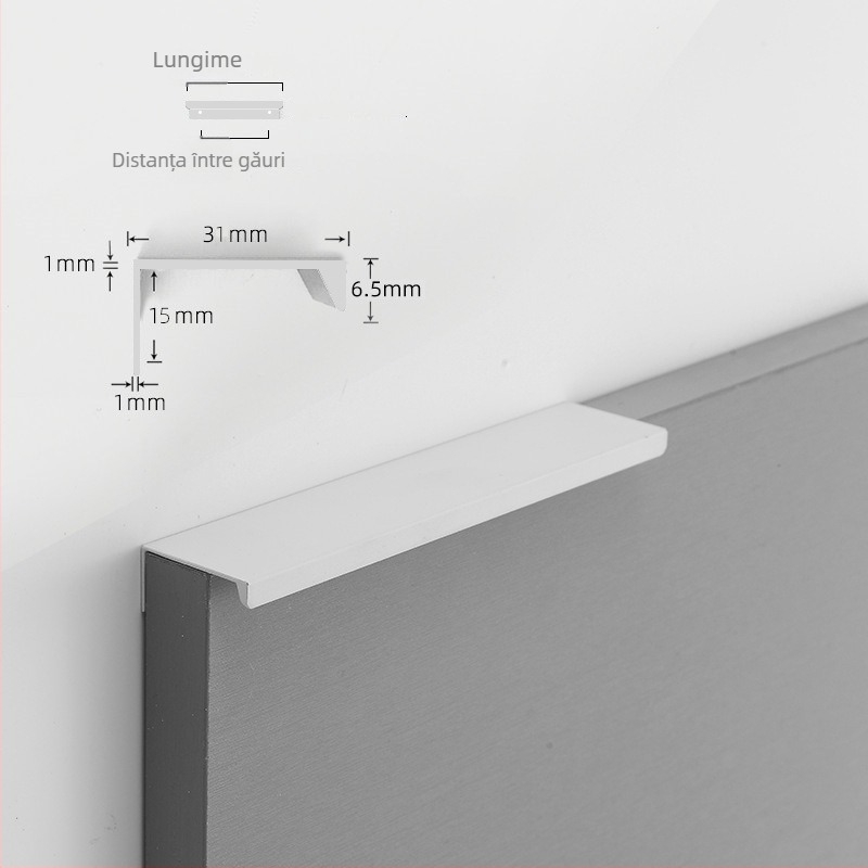 Mâner pentru dulapuri și sertare – profil din aluminiu, stil modern minimalist, finisaj oxidat