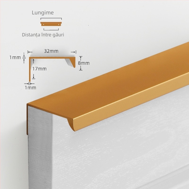 Mâner pentru dulapuri și sertare – profil din aluminiu, stil modern minimalist, finisaj oxidat