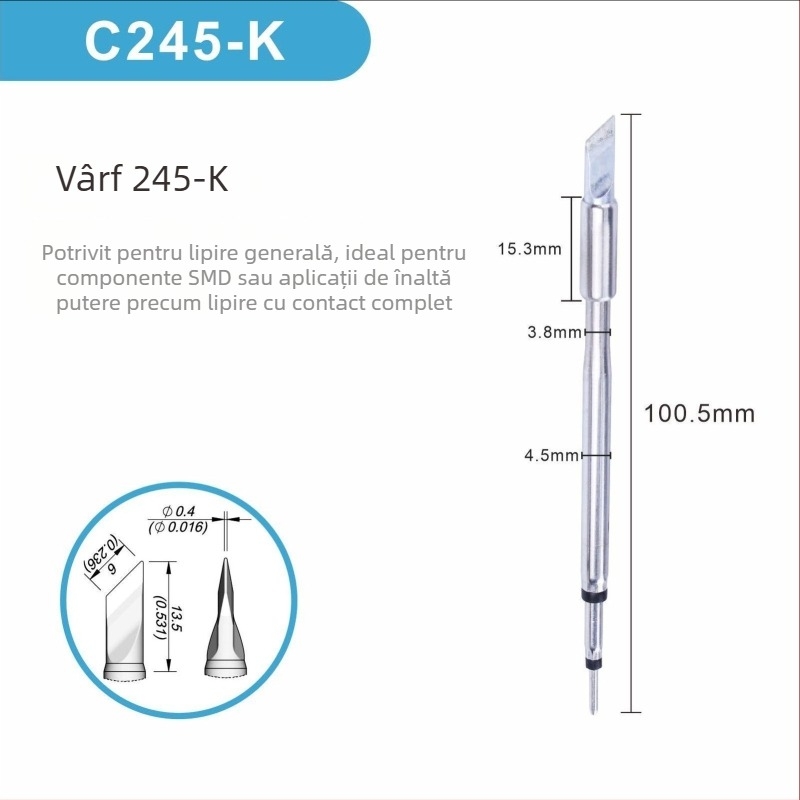 Cap de lipire C245 cu nucleu de incalzire integrat, varf de cupru pur, seria K Blade - KU, KF, K8, accesoriu pentru stație de lipire
