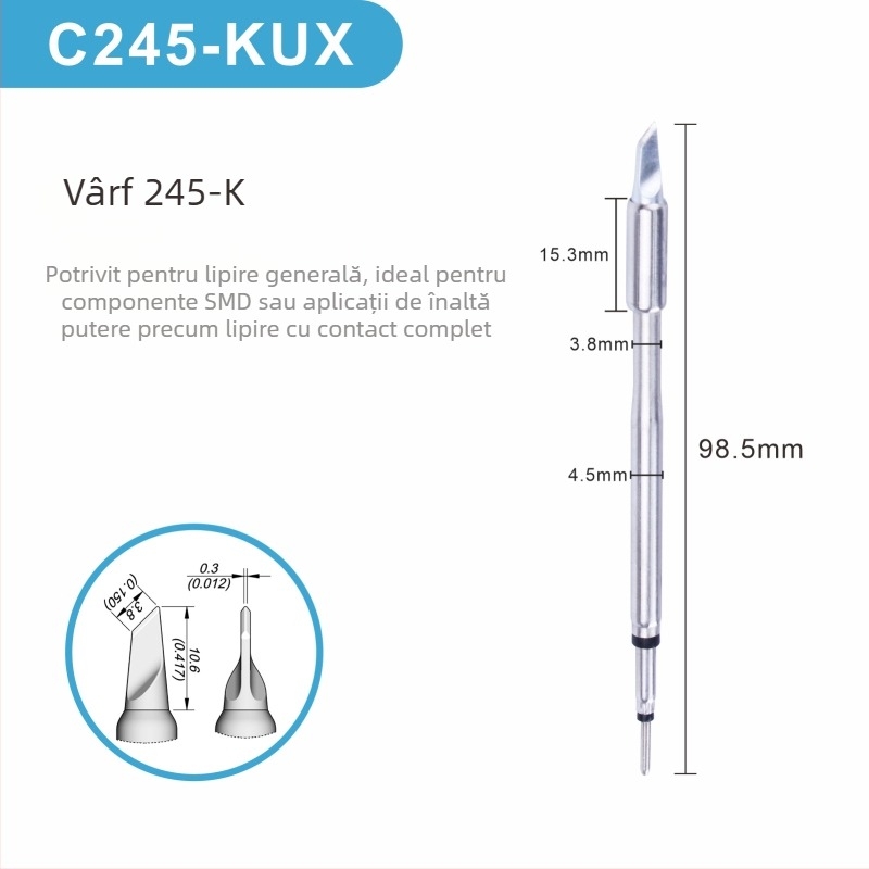 Cap de lipire C245 cu nucleu de incalzire integrat, varf de cupru pur, seria K Blade - KU, KF, K8, accesoriu pentru stație de lipire