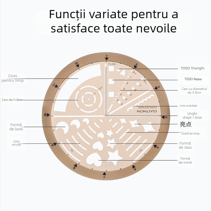 Rigla rotativă de șabloane cu accesorii de înlocuire pentru planificatoare - Brand: KOKUYO/Guoyu, Model: WCN-CDTAS13, Material: Plastic, Categoria produsului: cm/feet, Lansare pe piață: 2021-10-25.