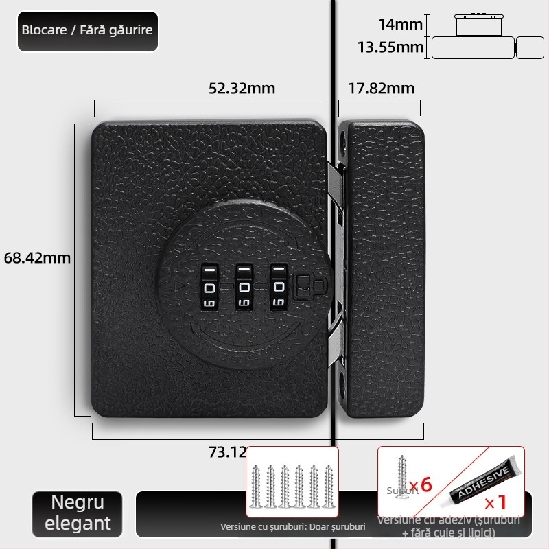 Încuietoare pentru dulap fără găuri, 83-11 combinație, aliaj zinc, Jiadicheng, pentru uși și sertare ale dulapului