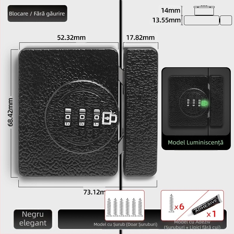 Încuietoare pentru dulap fără găuri, 83-11 combinație, aliaj zinc, Jiadicheng, pentru uși și sertare ale dulapului