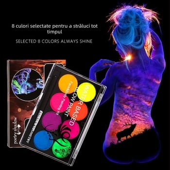 Pigment pentru pictură pe corp, fluorescent, solubil în apă, set de 8 culori, Xu Peng, capacitate 101, autorizare IP: Nu