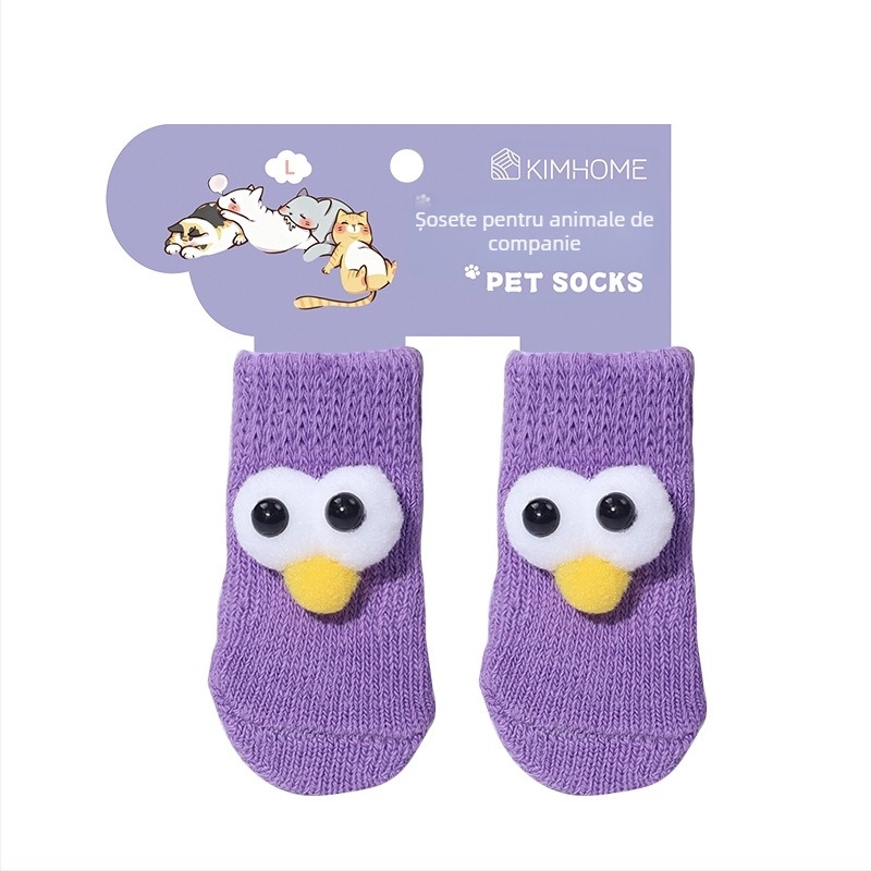 Șosete pentru animale de companie – câini, acoperitoare pentru labe, antiderapante pentru interior și exterior, tricotate cu warp knitting, țesătură jacquard, poliester