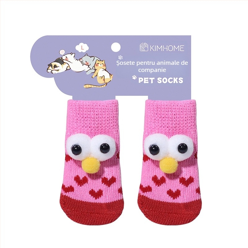 Șosete pentru animale de companie – câini, acoperitoare pentru labe, antiderapante pentru interior și exterior, tricotate cu warp knitting, țesătură jacquard, poliester