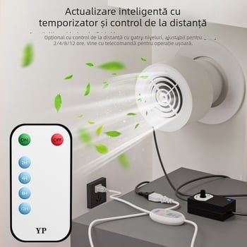 Ventilator de evacuare și schimb de aer pentru dormitor, 12V, 1000W, 50Hz, instalare orizontală, control inteligent