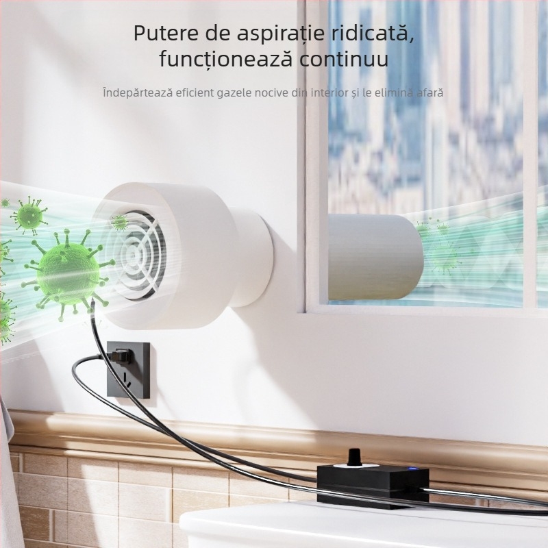 Ventilator de evacuare și schimb de aer pentru dormitor, 12V, 1000W, 50Hz, instalare orizontală, control inteligent