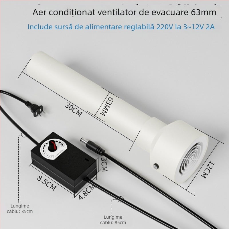 Ventilator de evacuare și schimb de aer pentru dormitor, 12V, 1000W, 50Hz, instalare orizontală, control inteligent