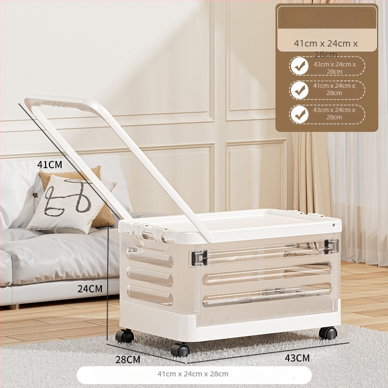 Cutie de depozitare pliabilă pentru sufragerie cu roți, 18L capacitate, organizator portabil din plastic pentru haine, jucării și cosmetice