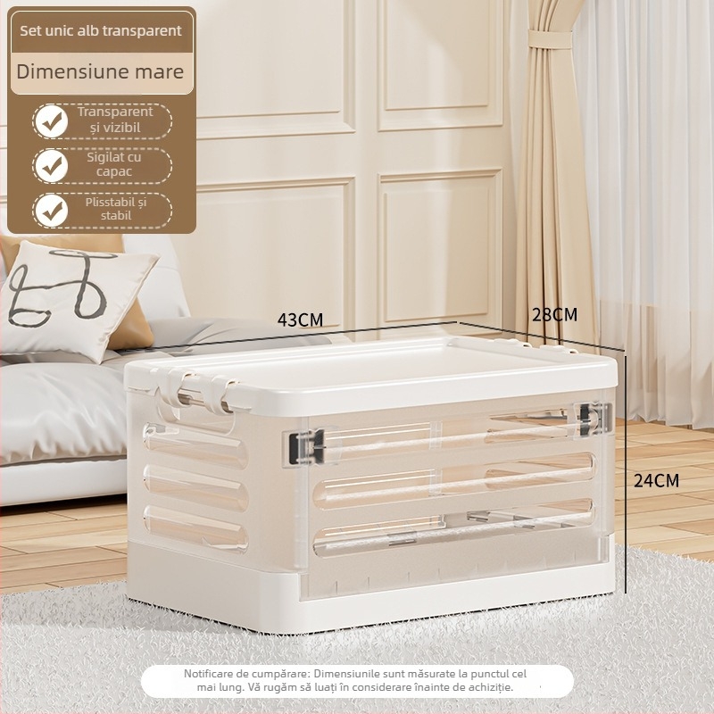 Cutie de depozitare pliabilă pentru sufragerie cu roți, 18L capacitate, organizator portabil din plastic pentru haine, jucării și cosmetice