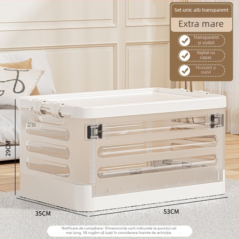 Cutie de depozitare pliabilă pentru sufragerie cu roți, 18L capacitate, organizator portabil din plastic pentru haine, jucării și cosmetice