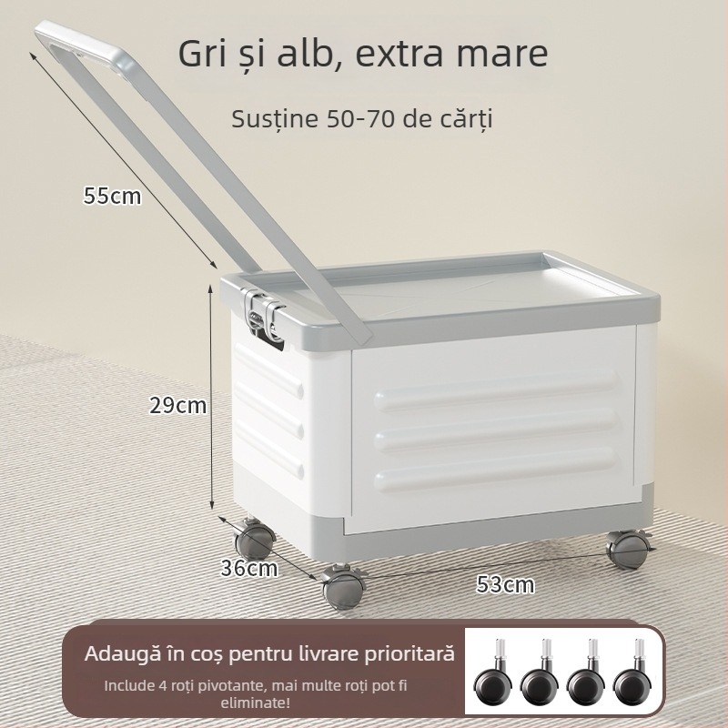 Cutie de depozitare pliabilă pentru sufragerie cu roți, 18L capacitate, organizator portabil din plastic pentru haine, jucării și cosmetice