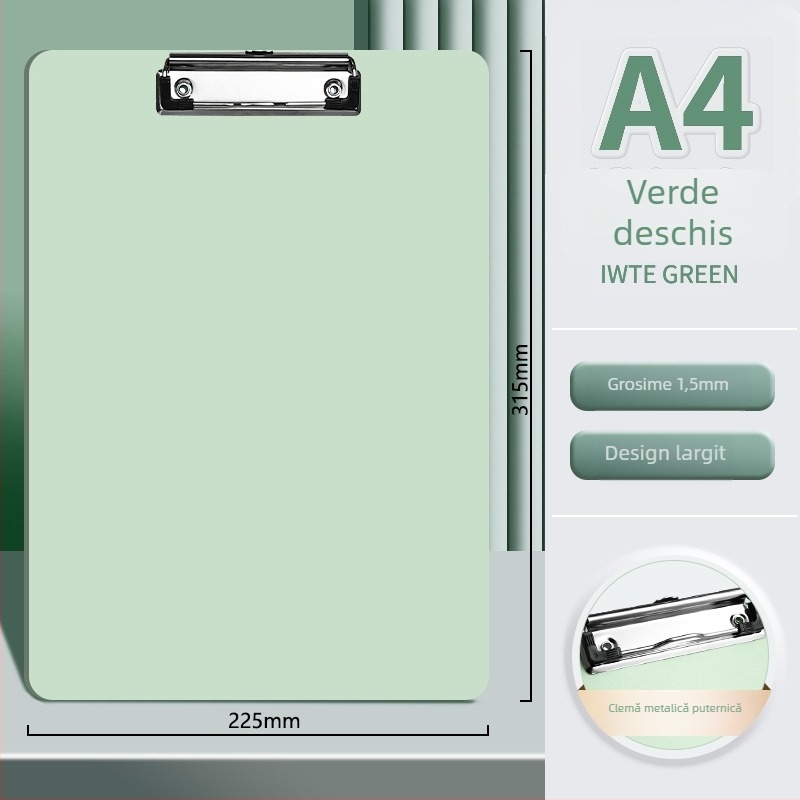 Deli 72641 clipboard din plastic cu clemă puternică și clemă pentru placă, logo imprimat