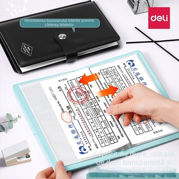 Carte pentru depozitare facturi, PU piele, Model PQ918, Dimensiune hârtie 200x100, Lățime a spatelui 15