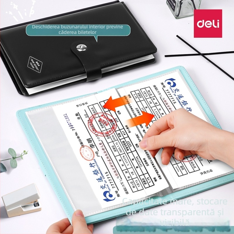 Carte pentru depozitare facturi, PU piele, Model PQ918, Dimensiune hârtie 200x100, Lățime a spatelui 15