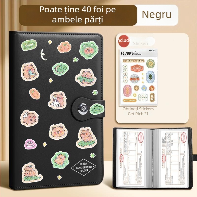 Carte pentru depozitare facturi, PU piele, Model PQ918, Dimensiune hârtie 200x100, Lățime a spatelui 15