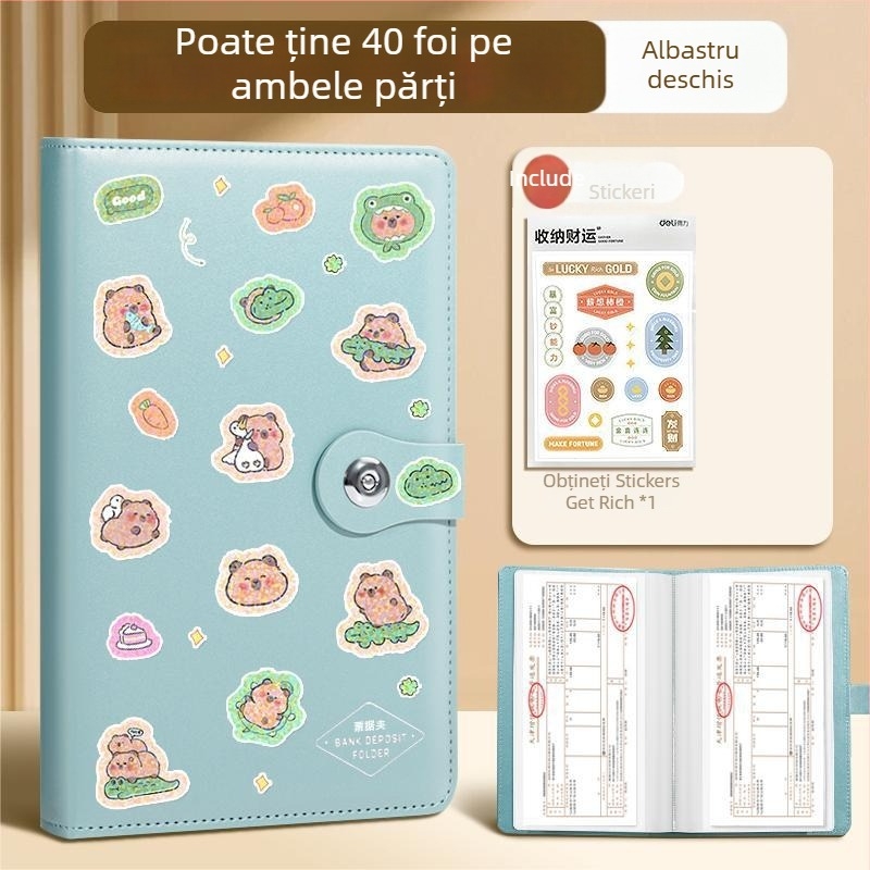 Carte pentru depozitare facturi, PU piele, Model PQ918, Dimensiune hârtie 200x100, Lățime a spatelui 15