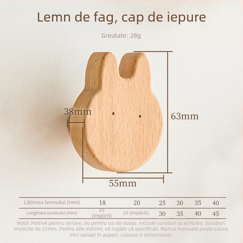 Mâner din lemn pentru sertar – lemn masiv, gravat, stil modern minimalist, model 0808