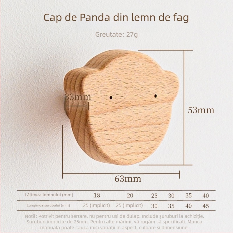 Mâner din lemn pentru sertar – lemn masiv, gravat, stil modern minimalist, model 0808