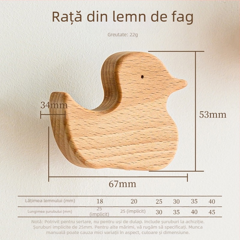 Mâner din lemn pentru sertar – lemn masiv, gravat, stil modern minimalist, model 0808