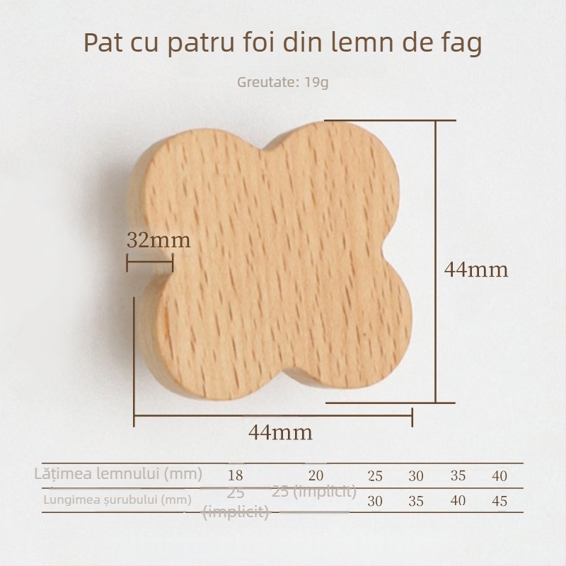 Mâner din lemn pentru sertar – lemn masiv, gravat, stil modern minimalist, model 0808