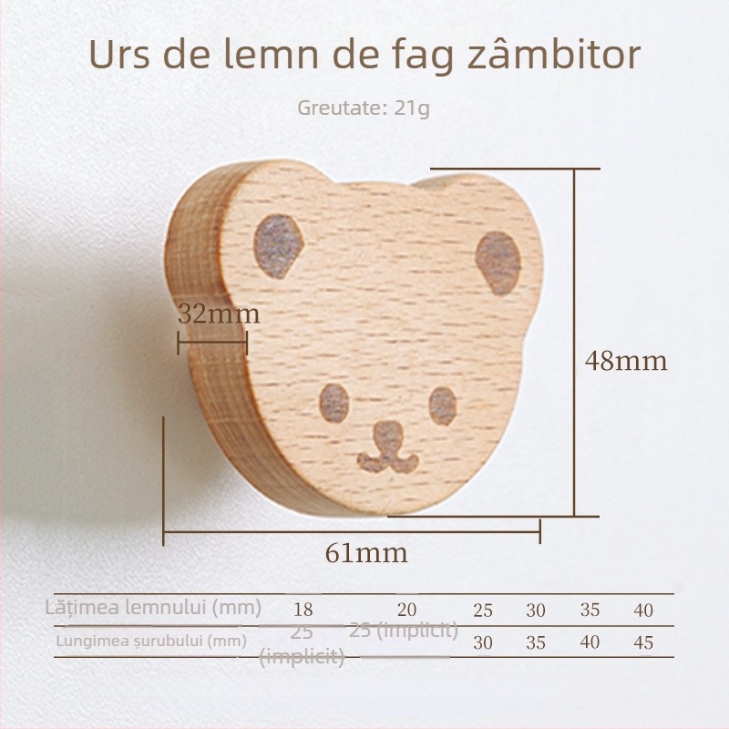 Mâner din lemn pentru sertar – lemn masiv, gravat, stil modern minimalist, model 0808