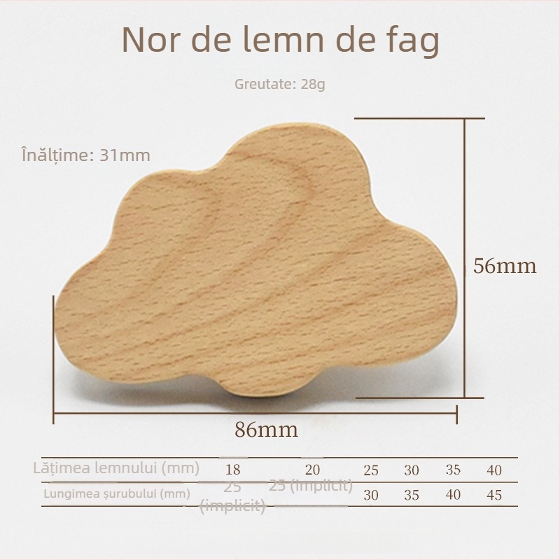 Mâner din lemn pentru sertar – lemn masiv, gravat, stil modern minimalist, model 0808