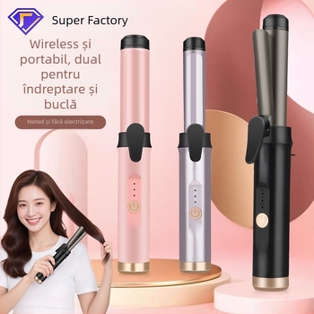 RESUXI Ondulator de păr wireless cu încălzire PTC, diametru 31 mm sau mai mare, 3 niveluri de temperatură, baterie reîncărcabilă, stilizare în 1 minut