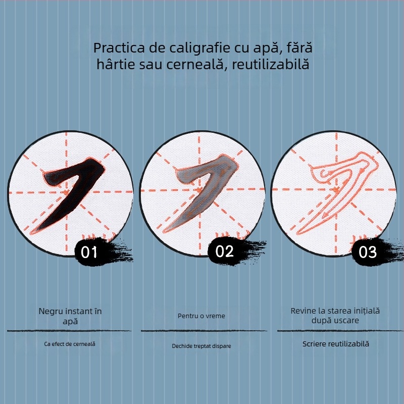 Set pânză pentru scriere cu apă Deli – dreptunghiular, Seria: Water Writing Cloth Suit, Material: Alt, Scop: Exercițiu de caligrafie