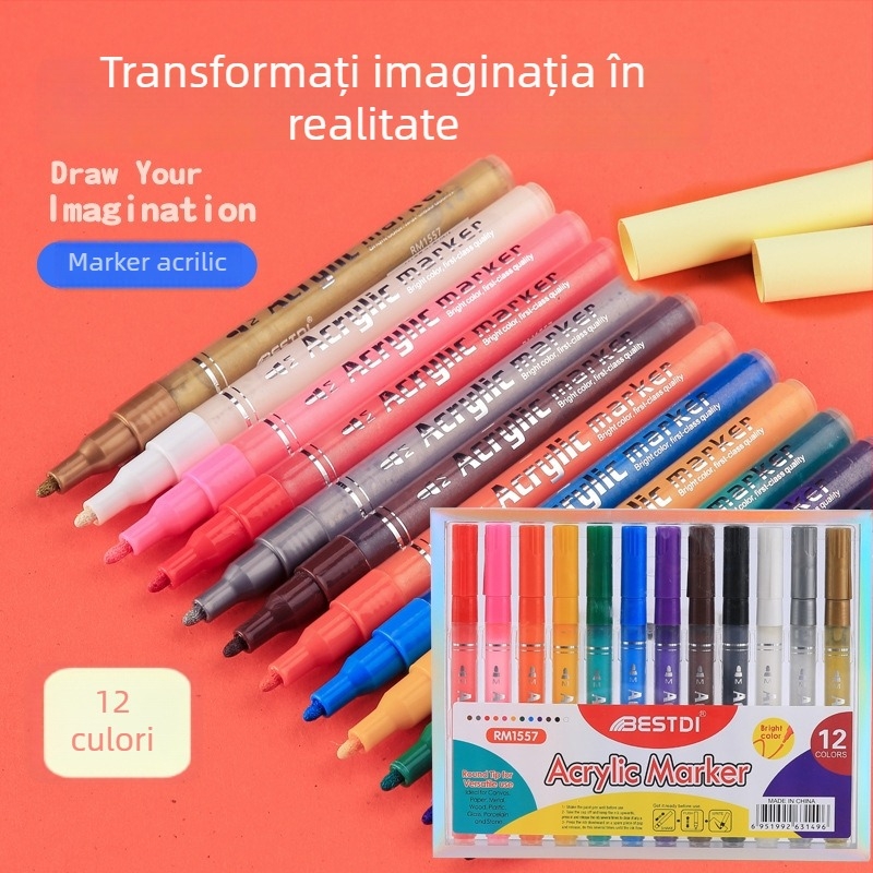 Punctuation Marker acrilic pentru piatră și ceramică – pe bază de apă, marker de evidențiere și marker de acuarelă