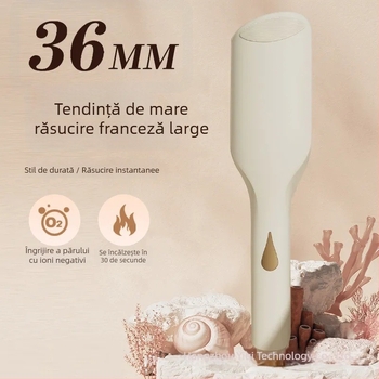 Ondulator de păr cu undă mare de 36 mm, stil franțuzesc, acoperire ceramică, 220 V, 70 W, controlul temperaturii în 10 trepte