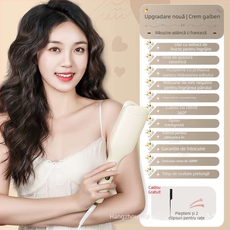 Ondulator de păr cu undă mare de 36 mm, stil franțuzesc, acoperire ceramică, 220 V, 70 W, controlul temperaturii în 10 trepte