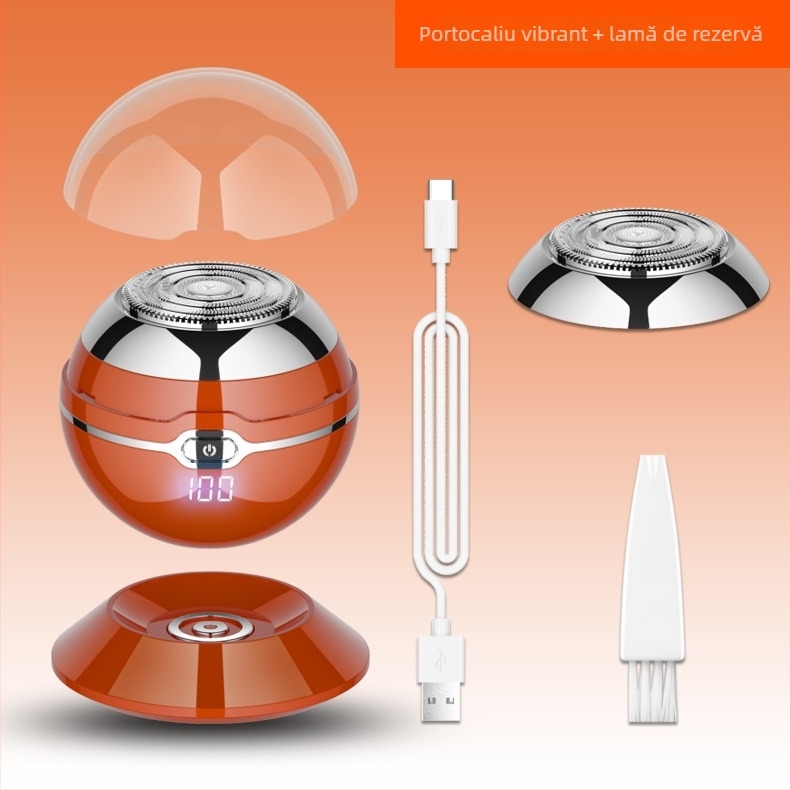 Aparat de ras electric cu cap rotativ de 1 lamă, afișaj LED, autonomie a bateriei peste 60 de minute, încărcare/alimentare duală, lame din oțel inoxidabil