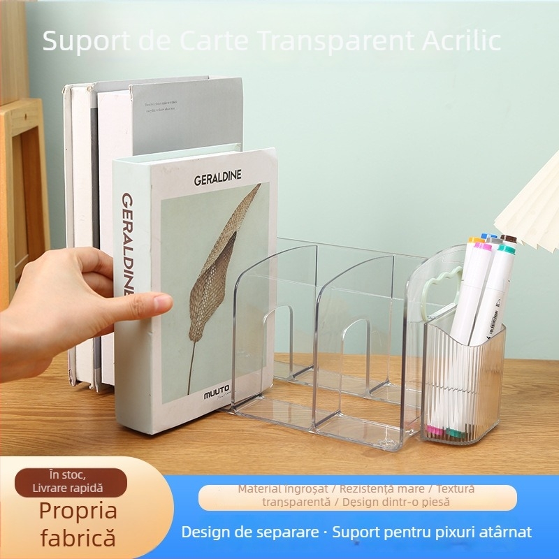 First Learning 9013 PET raft de lectură pentru birou, bibliotecă transparentă cu separator vertical, 32 bucăți în pachet, greutate netă 480 g