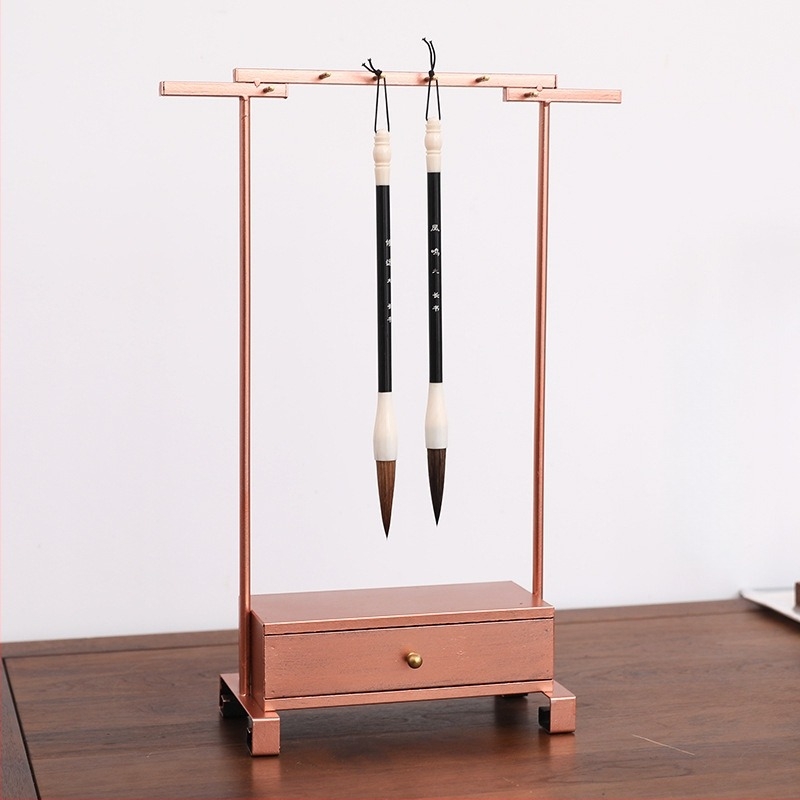 Suport pentru pensule de caligrafie și pictură, din fier, design cu 12 ace, stil antic