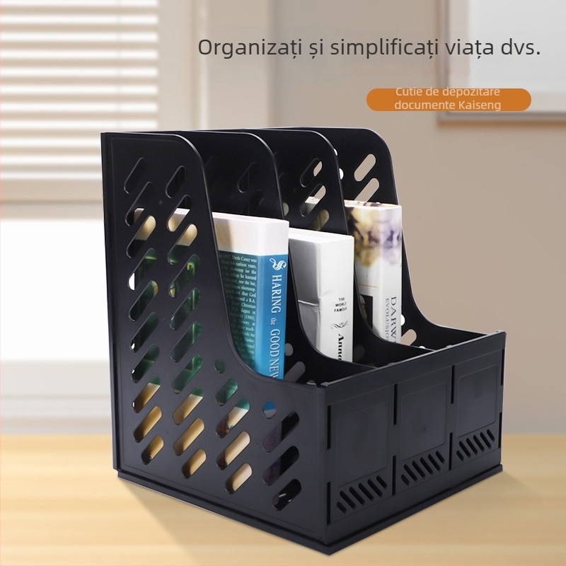Bright Organizator de fișiere din plastic cu 3 niveluri, suport vertical pentru birou, model 9703