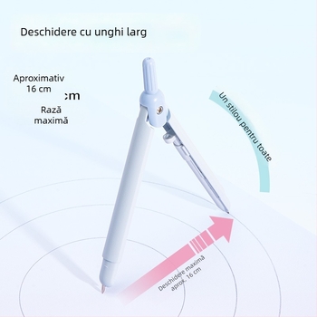 Deli VC28 Compas metalic integrat cu stilou, riglă circulară și miez de grafit