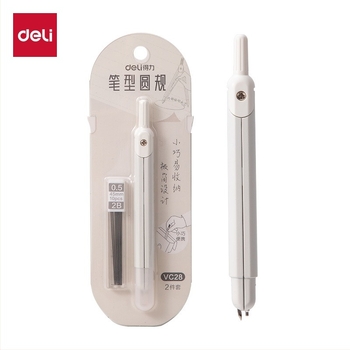 Deli VC28 Compas metalic integrat cu stilou, riglă circulară și miez de grafit