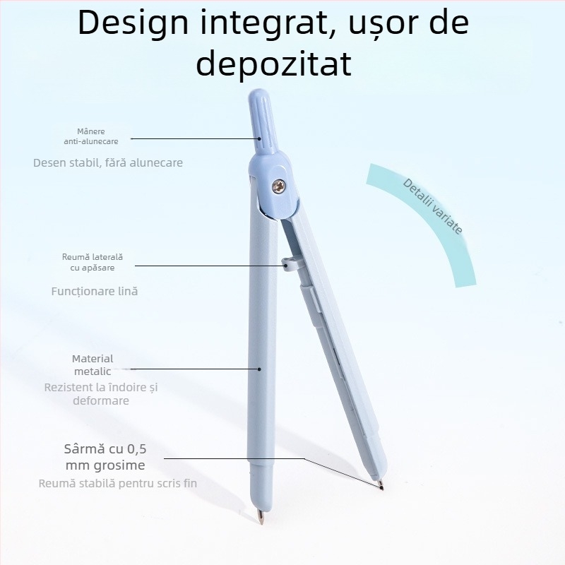 Deli VC28 Compas metalic integrat cu stilou, riglă circulară și miez de grafit
