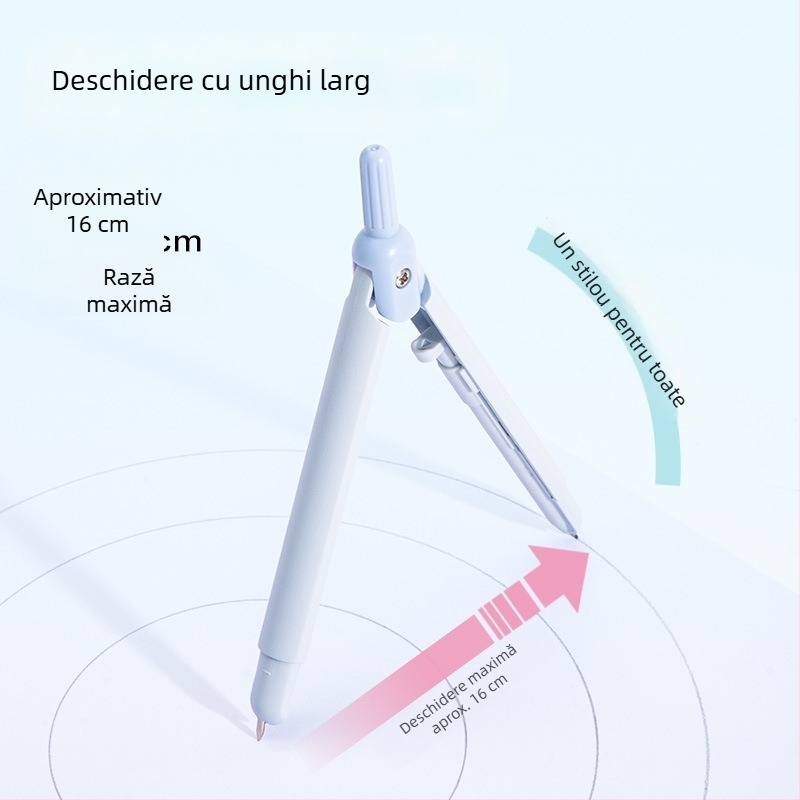 Deli VC28 Compas metalic integrat cu stilou, riglă circulară și miez de grafit
