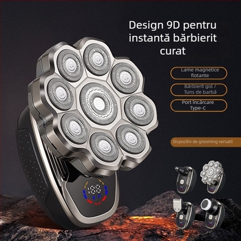 Aparat de ras electric pentru întreg corpul, afișaj LED, cap rotativ cu mai multe lame (>4), baterie încorporată, autonomie 30–45 minute