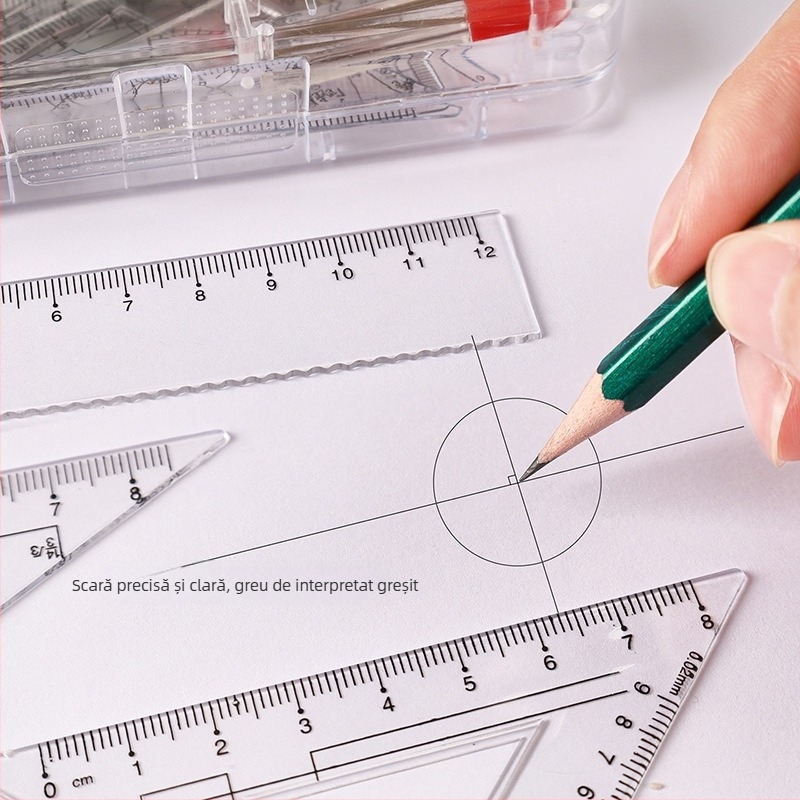 Set geometric cu compas și riglă, Long year model a1272, din plastic, 200 de bucăți în cutie