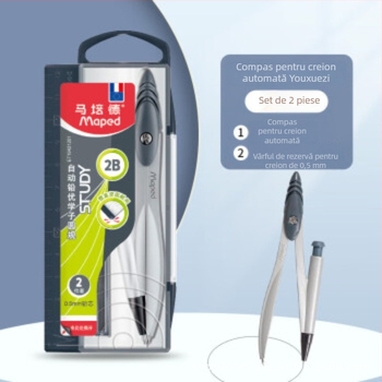 Compas metalic cu nucleu de grafit, pentru desen și examene, model 194312CH