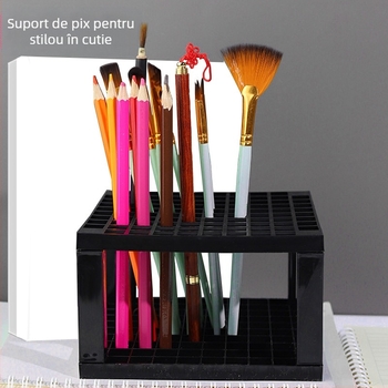 Suport pătrate din plastic pentru pensule – 96 compartimente detașabile, cutie inclusă, pentru pensule de acuarelă și pictură în ulei.