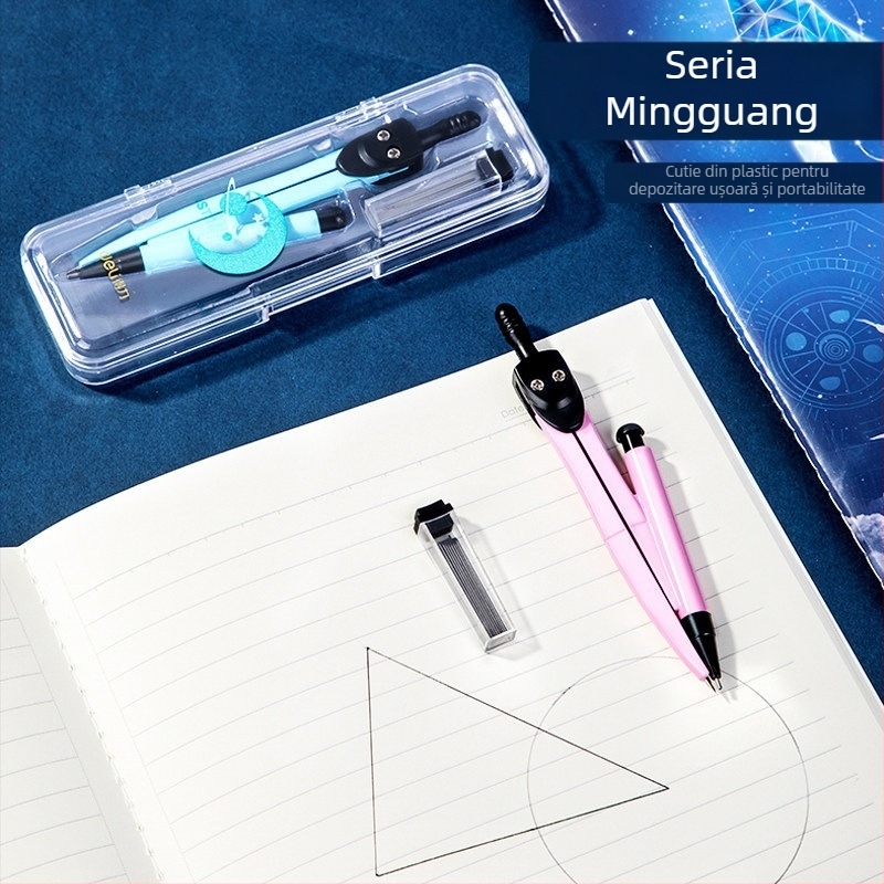 Set metalic de compas 72154 de la Deli, pentru elevi, ambalat în cutie