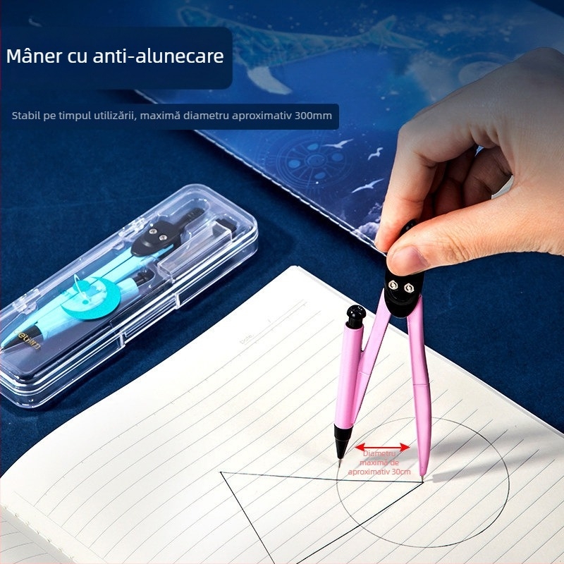 Set metalic de compas 72154 de la Deli, pentru elevi, ambalat în cutie